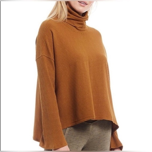 Free People Movement Cozy Brown orange Turtleneck Sweater - Picture 1 of 9